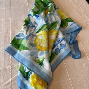 Beautiful Lemon Patterned Vintage Silk Scarf